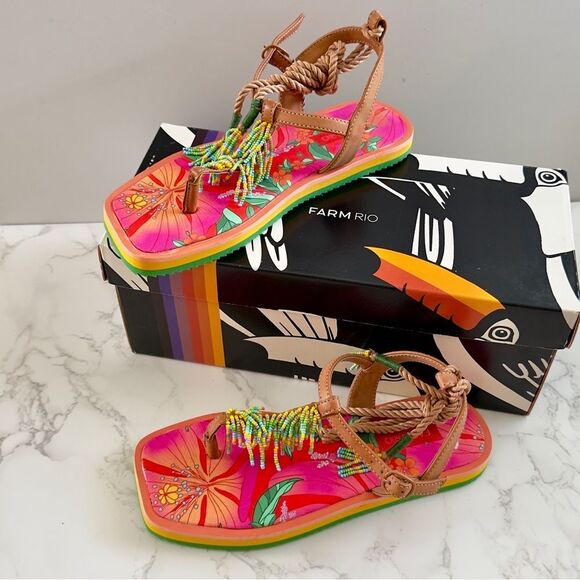 FARM Rio FLORAL PIETRA Multicolor Beaded Sandals - Picture 1 of 5
